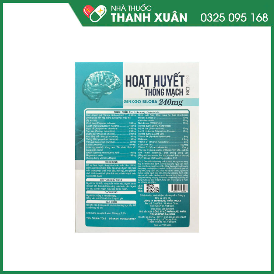 Hoạt Huyết Thông Mạch Nolan giúp hỗ trợ tăng cường lưu thông máu não, hỗ trợ quá trình phục hồi sau tai biến mạch máu não
